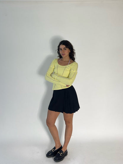 yellow long sleeve with matching halter bandeau