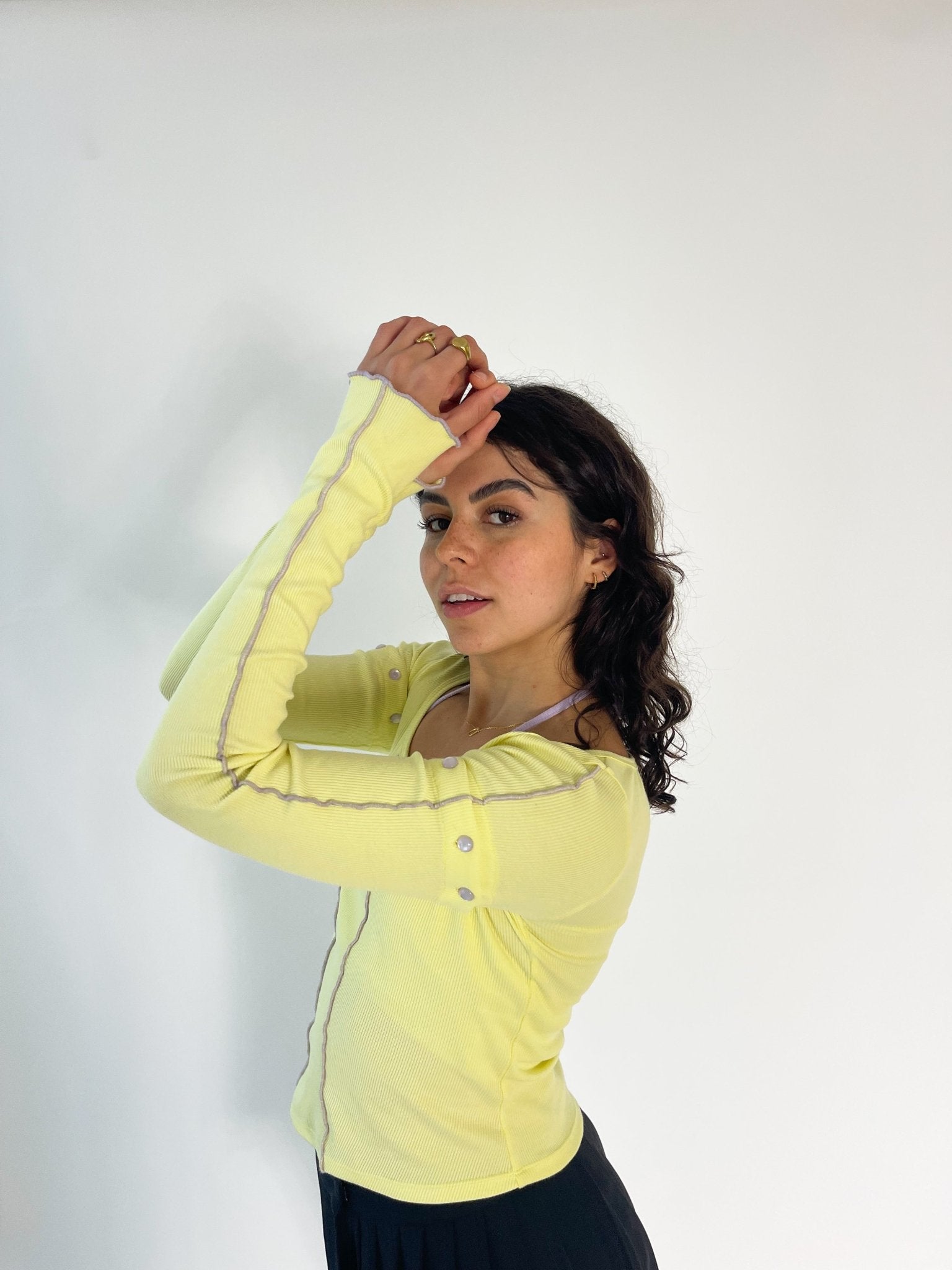 Butter yellow organic cotton long sleeve top